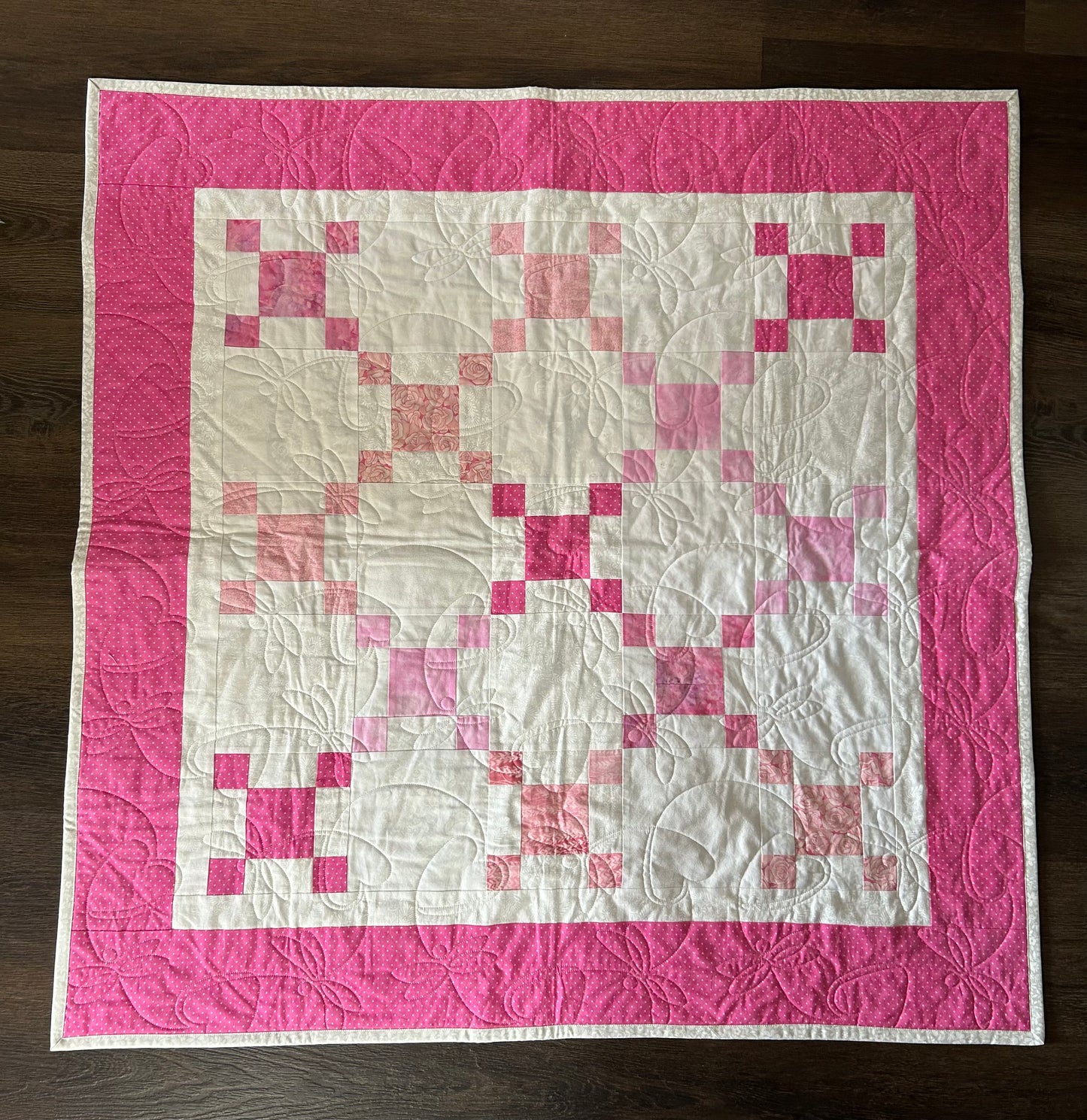 Sweet Dreams Baby Quilt – Pink & White