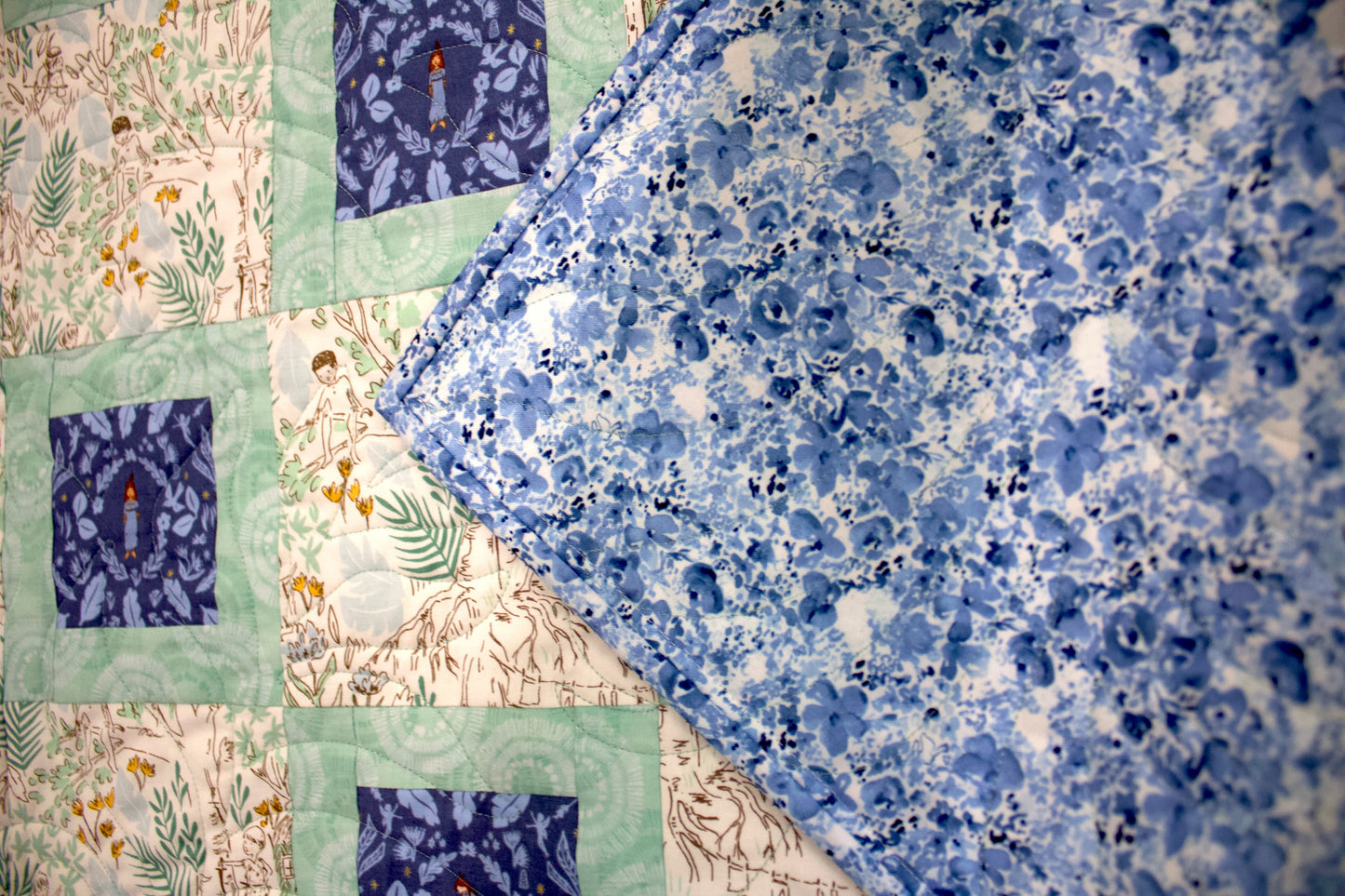 Fairy Garden - Blue + Green Quilt