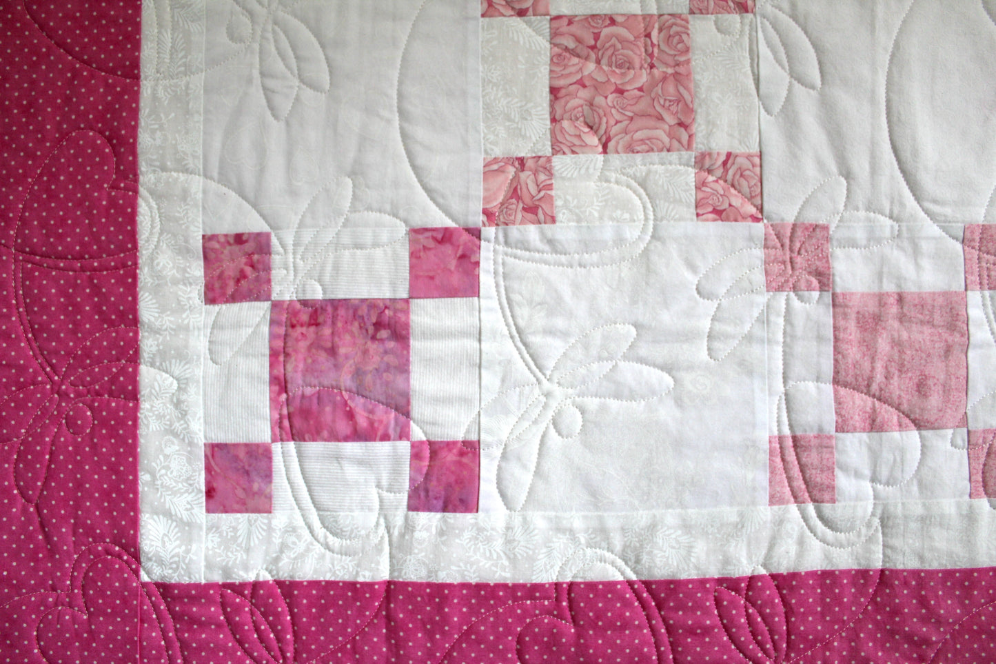 Sweet Dreams Baby Quilt – Pink & White