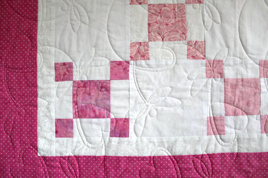 Sweet Dreams Baby Quilt – Pink & White